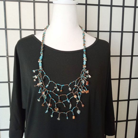 MULTI-COLOR 4-Strand Beaded Tieback Fashion 30" Necklace - Picture 3 of 5